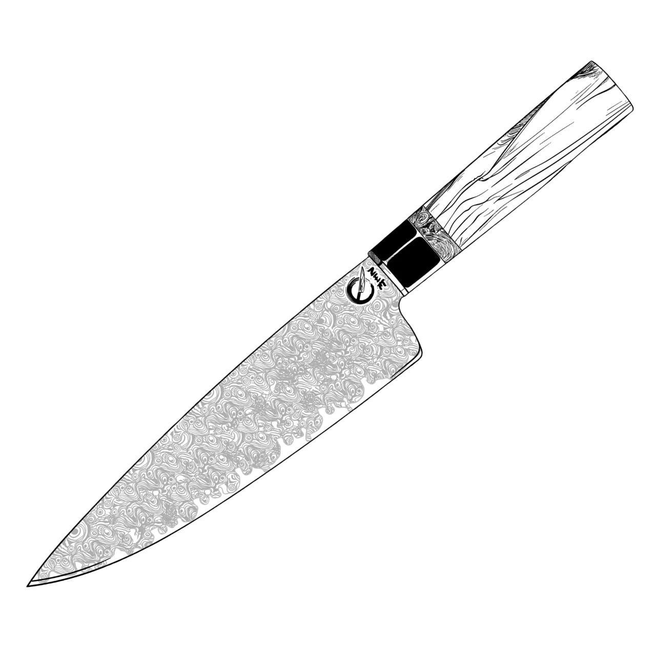 Mokuzai Damaskus-kniv