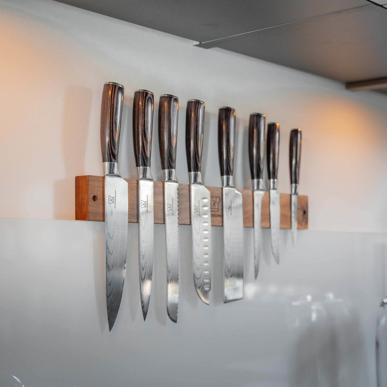 Bundle Premium - Messerset + Magnetische Holzleiste - Küchenkompane